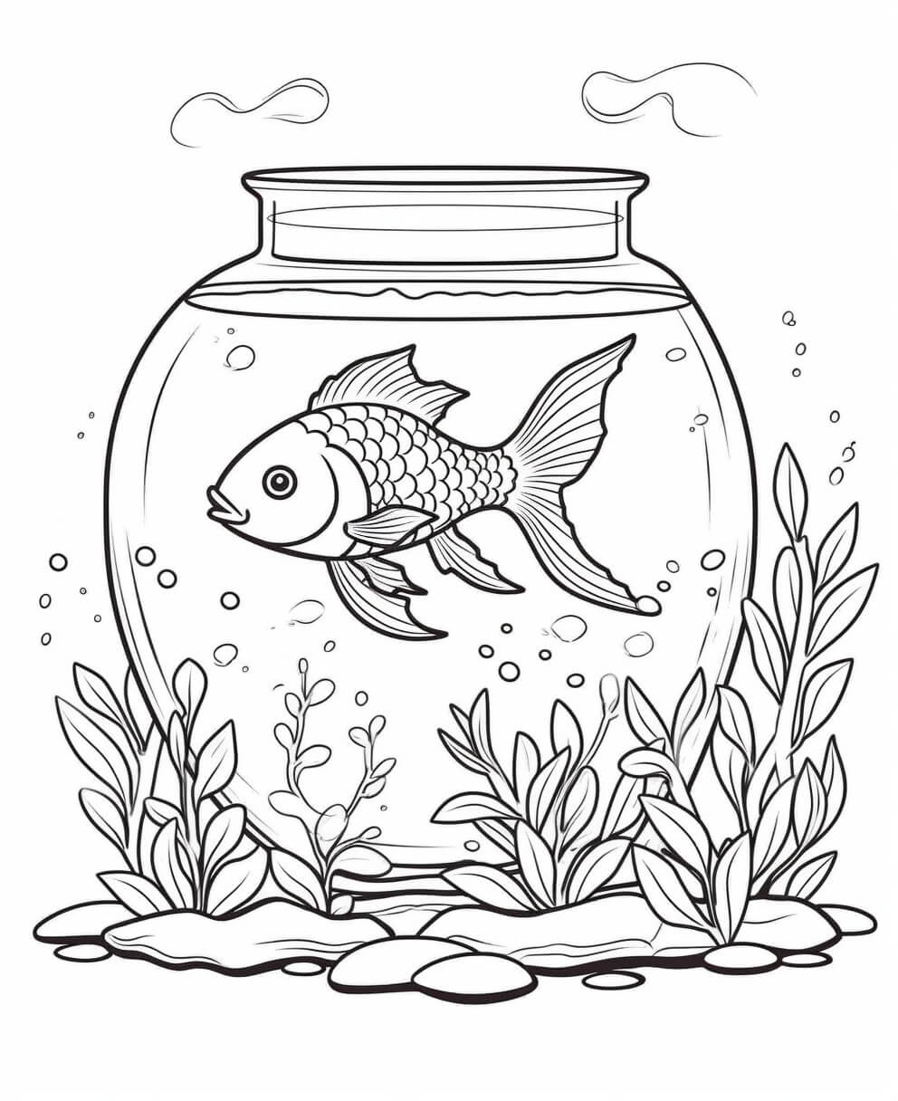 Aquarium coloring sheet (free + printable)
