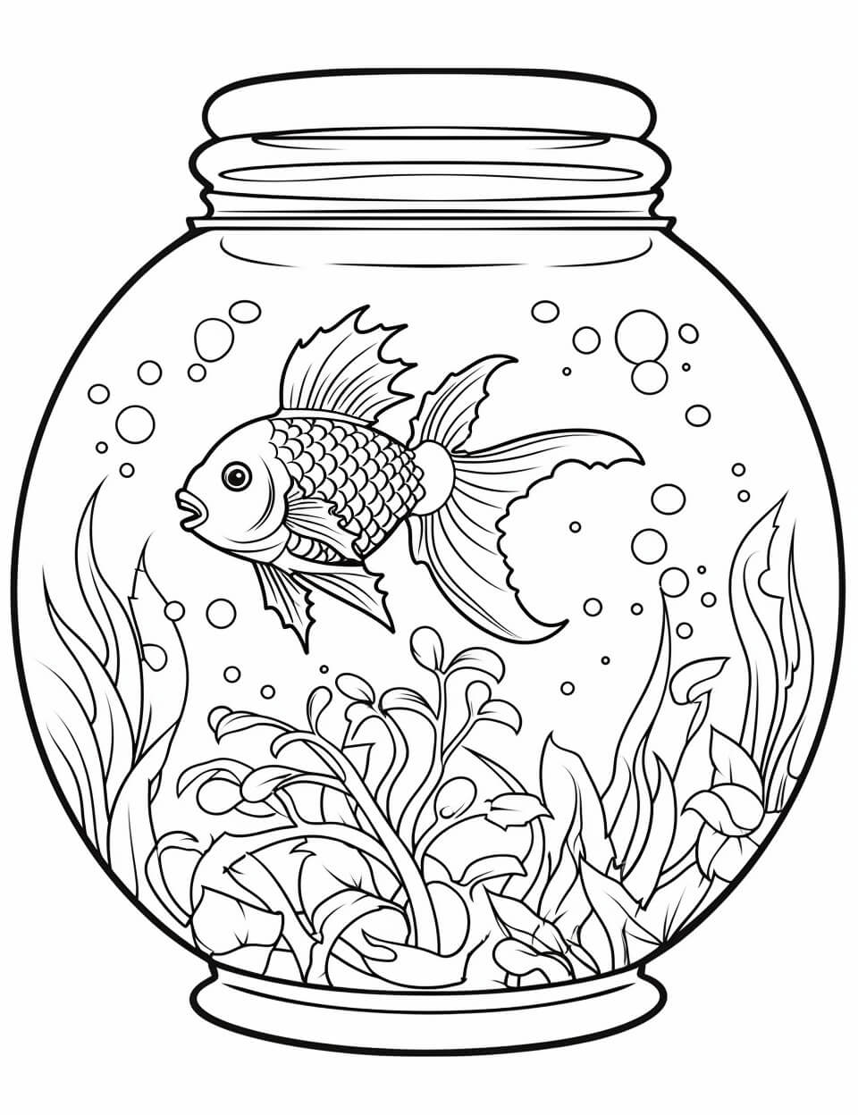 Aquarium coloring sheet (free + printable)