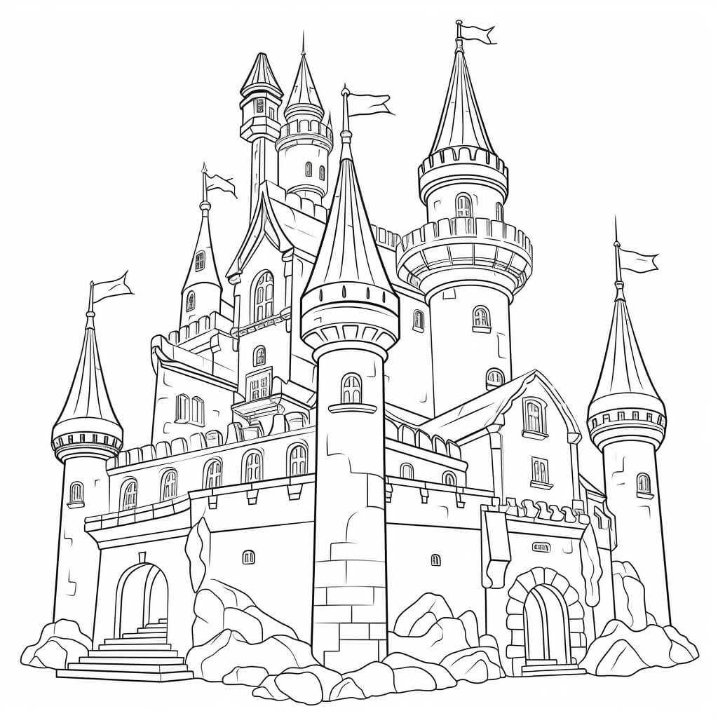 Castle pictures to color (Free + Printable) | Kokoprint.com