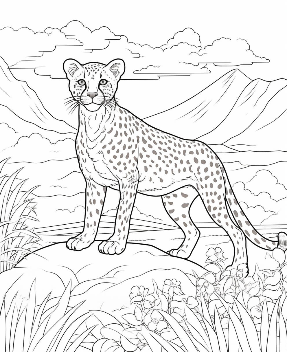 Cheetah Color Sheets (Free & Printable)