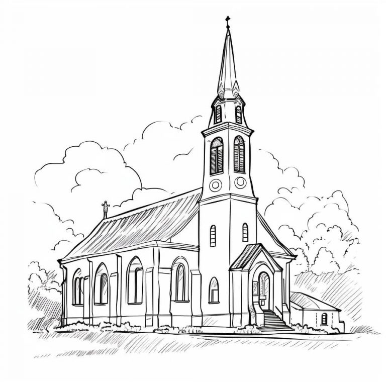  Kirche Ausmalbilder (100% Kostenlos zum Ausdrucken) - Kokoprint.com Illustration 