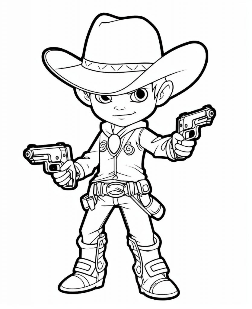 Cowboy pictures to color (free printable) Kokoprint com