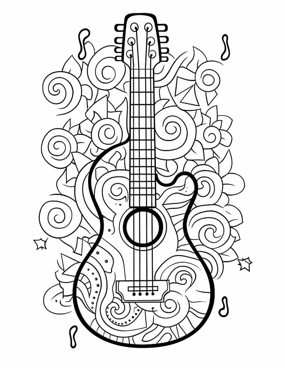 Guitar Coloring Sheets (Free & Printable)