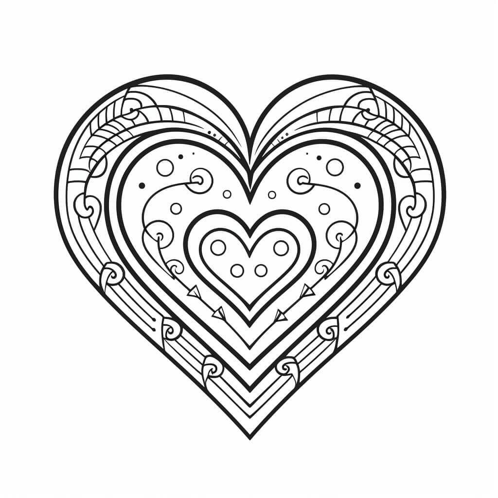 Heart Shape Color Pages (Free & Printable) | Kokoprint.com