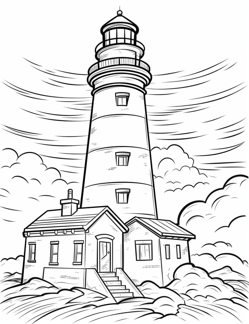Lighthouse Coloring Sheet (Free to print) | Kokoprint.com