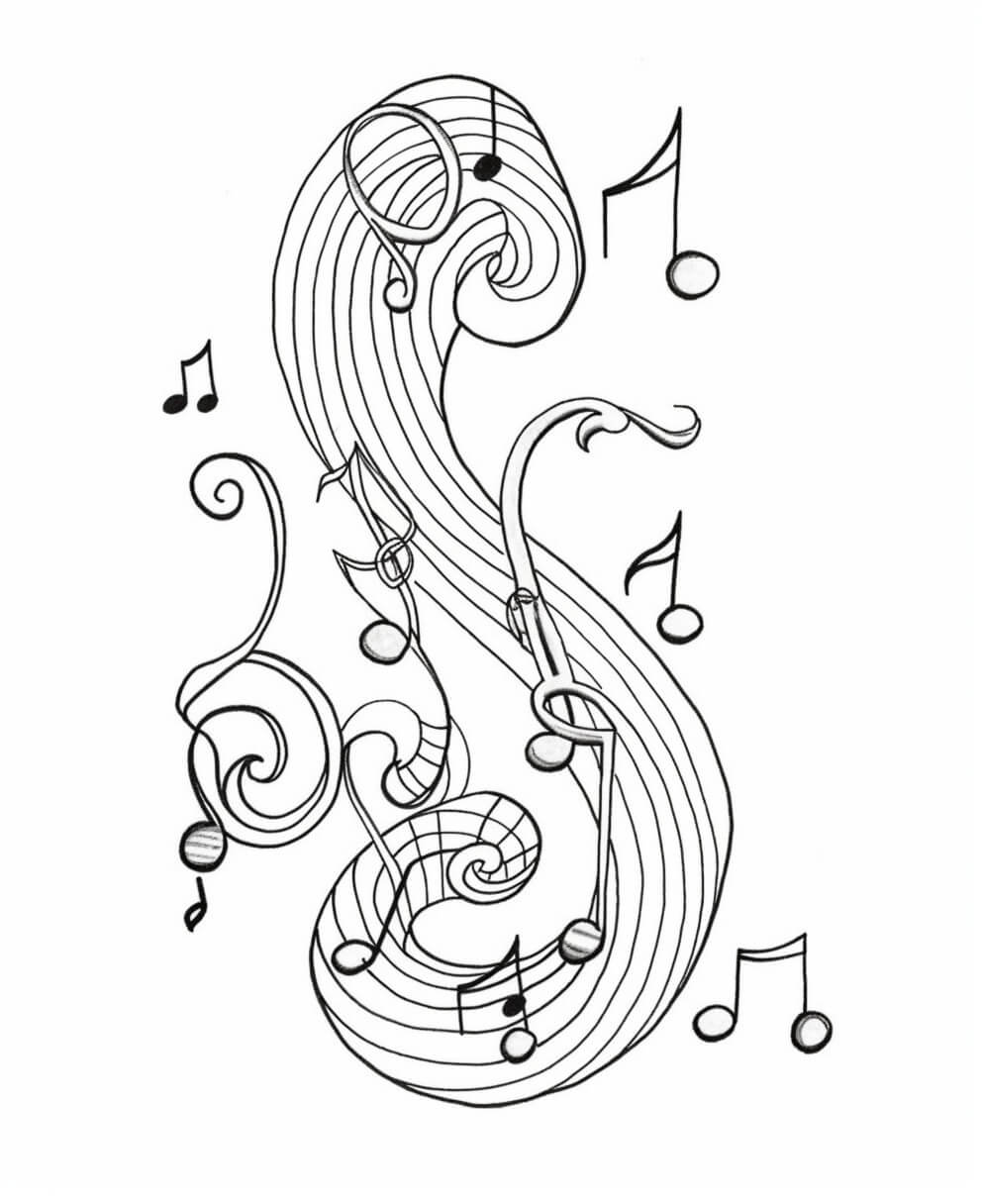 Music Note Colouring Sheet (Free and printable)