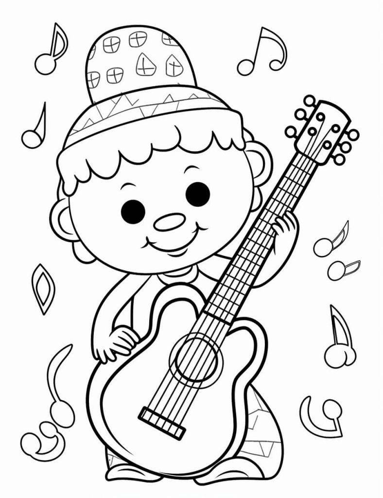 Music Note Colouring Sheet (Free and printable)