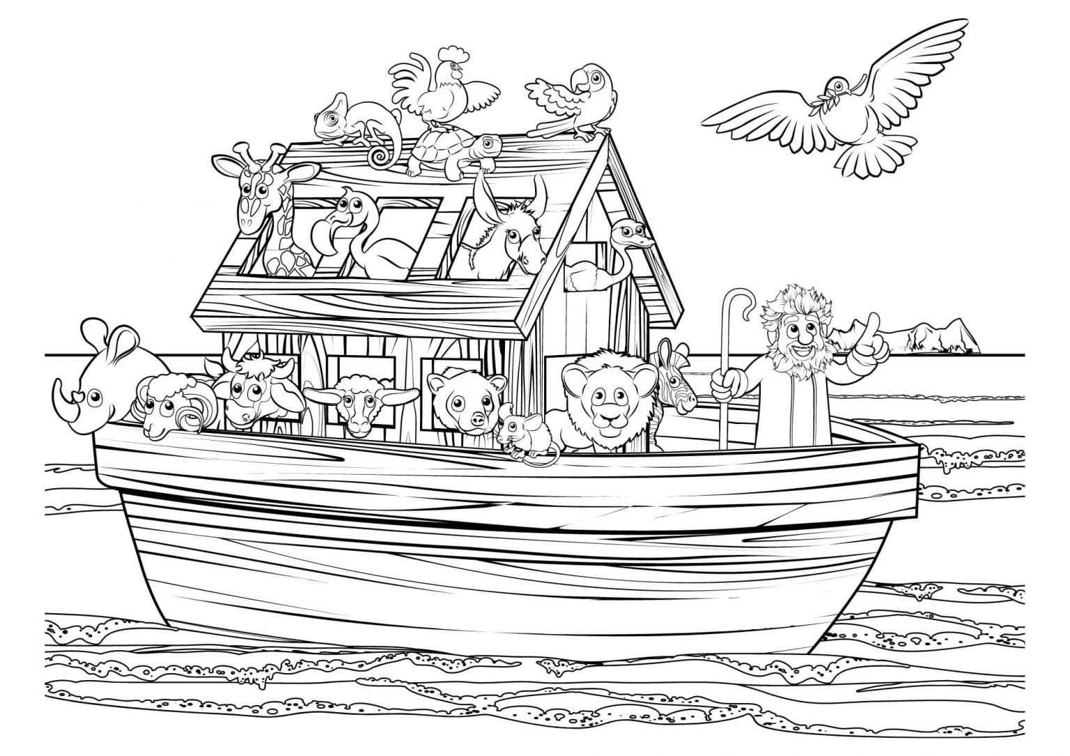Noah's Ark Coloring Sheets (Free to print) | Kokoprint.com