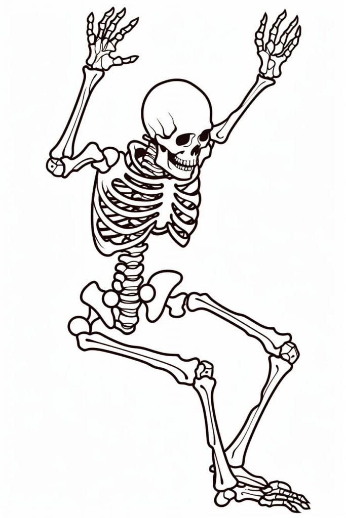 Scary Skeleton Color Sheets for Halloween (Free to print)