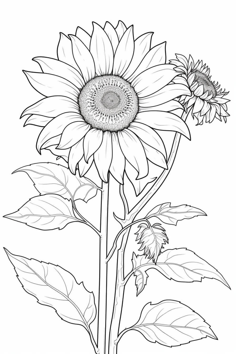 Sunflower Colouring Sheets (Free & Printable) | Kokoprint.com