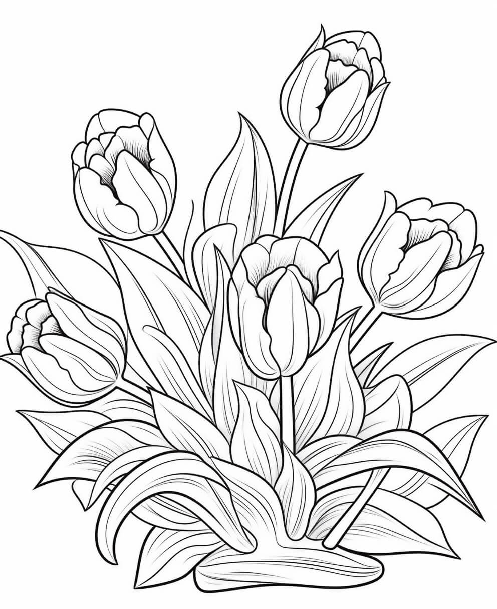 Tulip Coloring Sheets (Free & Printable)