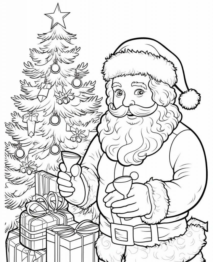  Ausmalbild Weihnachtsmann 🎅 (Kostenlos) - Kokoprint.com Motiv 